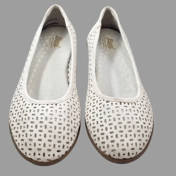 Bass Womens White Woven Broadway Flats Size 7.5W - Picture 2 of 7